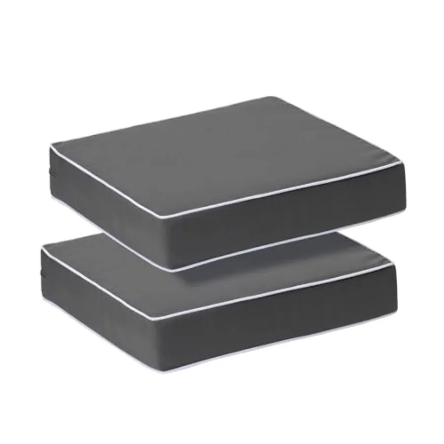 

2 упаковки подушек для уличного стула 20 x 20 x 4 дюйма, водонепроницаемые подушки для уличного сиденья с нескользящими завязками, темно-серая подушка + чехол