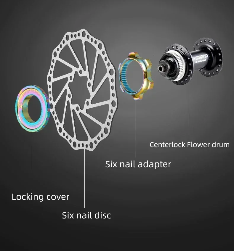 Bloqueo central de freno de disco de bicicleta a 6 pernos, adaptador de Rotor de 6 orificios, llave inglesa, espaciadores de conversión de bloqueo