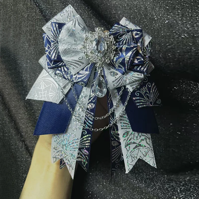 

Luxury Rhinestone Lolita Bow Collar Flower Brooch Anime Concert Support Stick Handmade Gorgeous Bowknot Hand Light Accessories