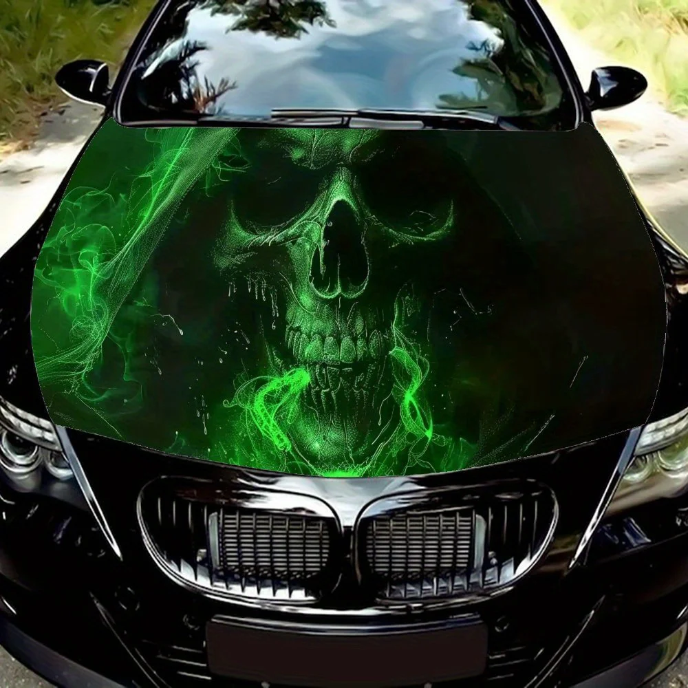 Green Radiant Skull Design, PVC Vinyl Sticker, Car Hood Sticker for Cars, Trucks or Motorcycles, Motorcycle Stickers | Theatre D