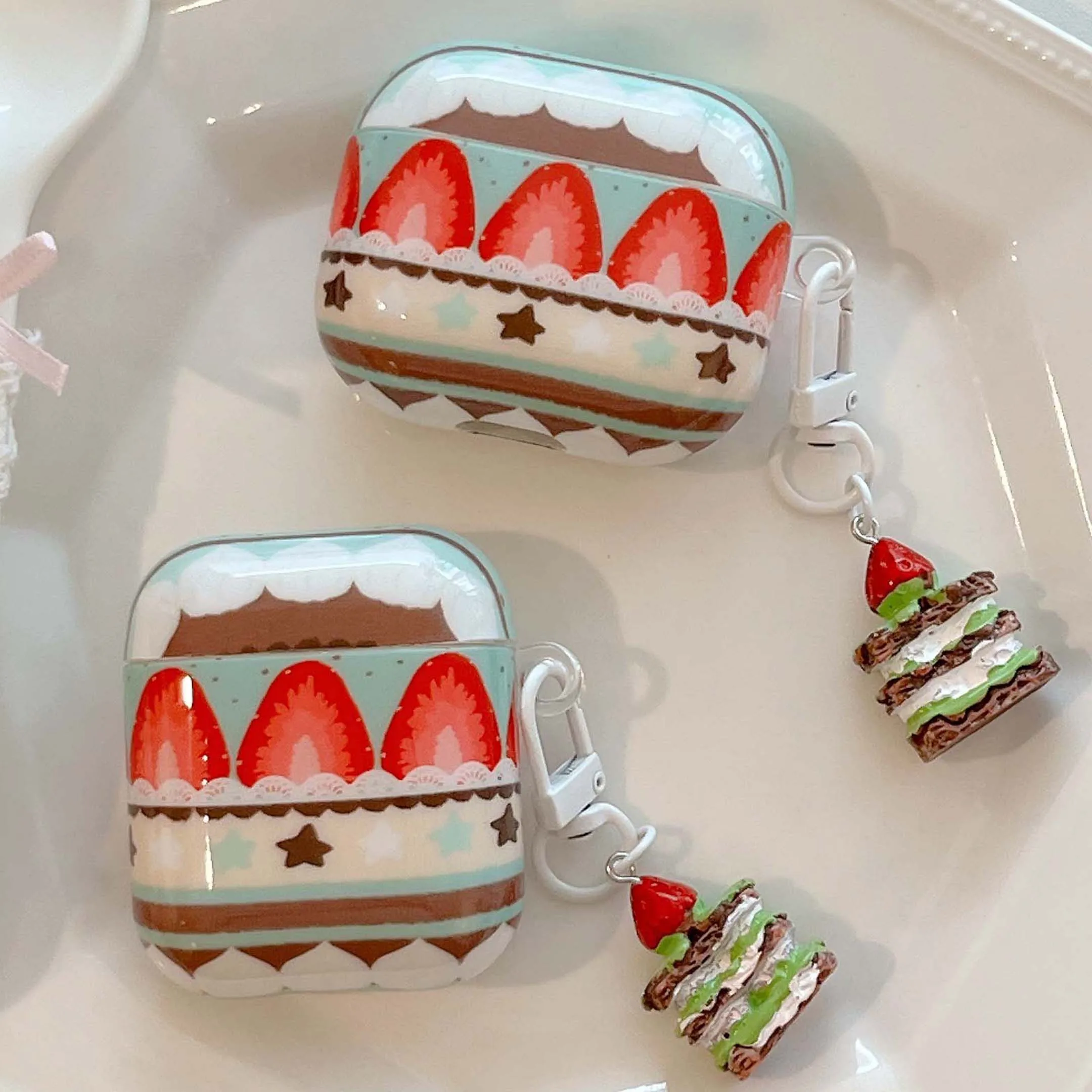 Linda funda para auriculares con diseño de pastel de chocolate y fresa, estilo caricatura, para Apple Airpods 4 3 2 1 Pro 2nd, caja de carga inalámbrica Bluetooth.