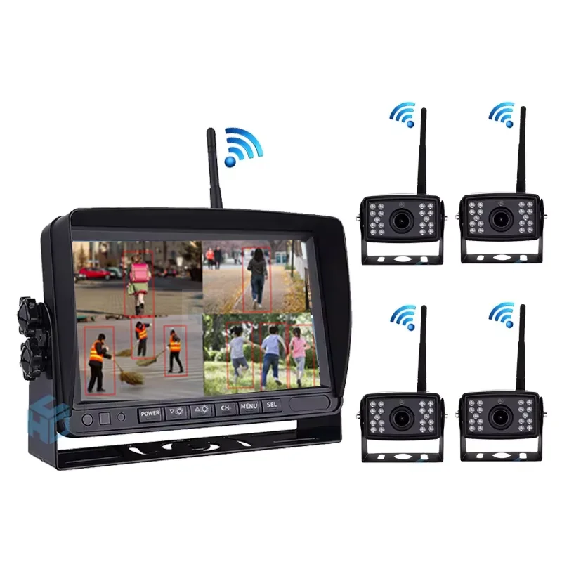Wireless AHD Backup for Truck RV Split Screen AI Blind Spot Detection BSD Alarm Recorder Waterproof Reverse Image view 5