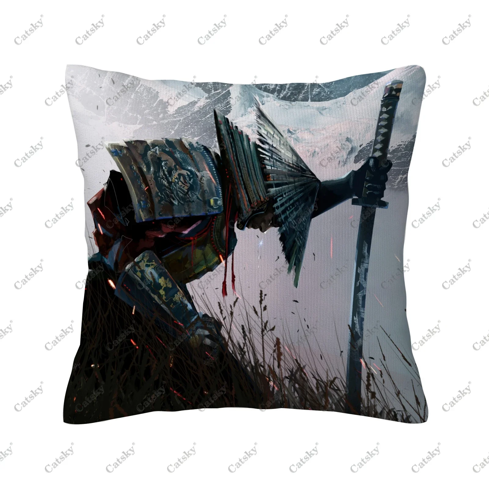 samurai japan Pillow cover decoration sofa home 45x45 cm gift holiday double-sided short plush cushion covers back pillows