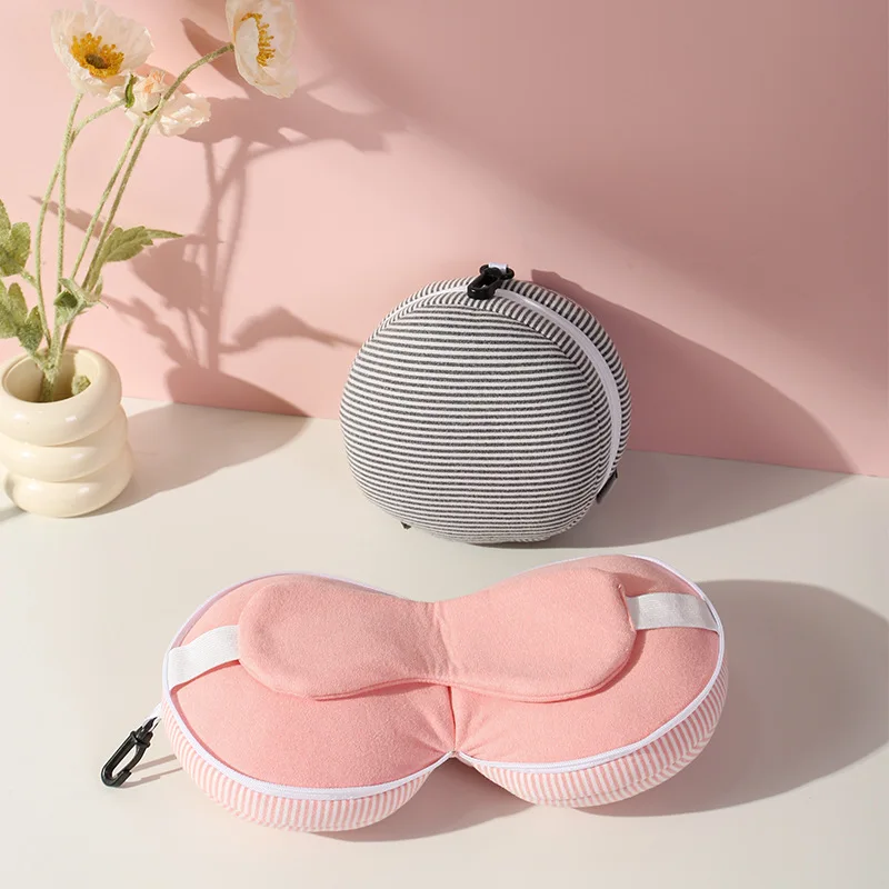2 in 1 Travel Pillow and Eye Mask U Shaped Neck Pillow PP Cotton Sleeping Mask Nap Pillow for Airplane Office Rest view 3