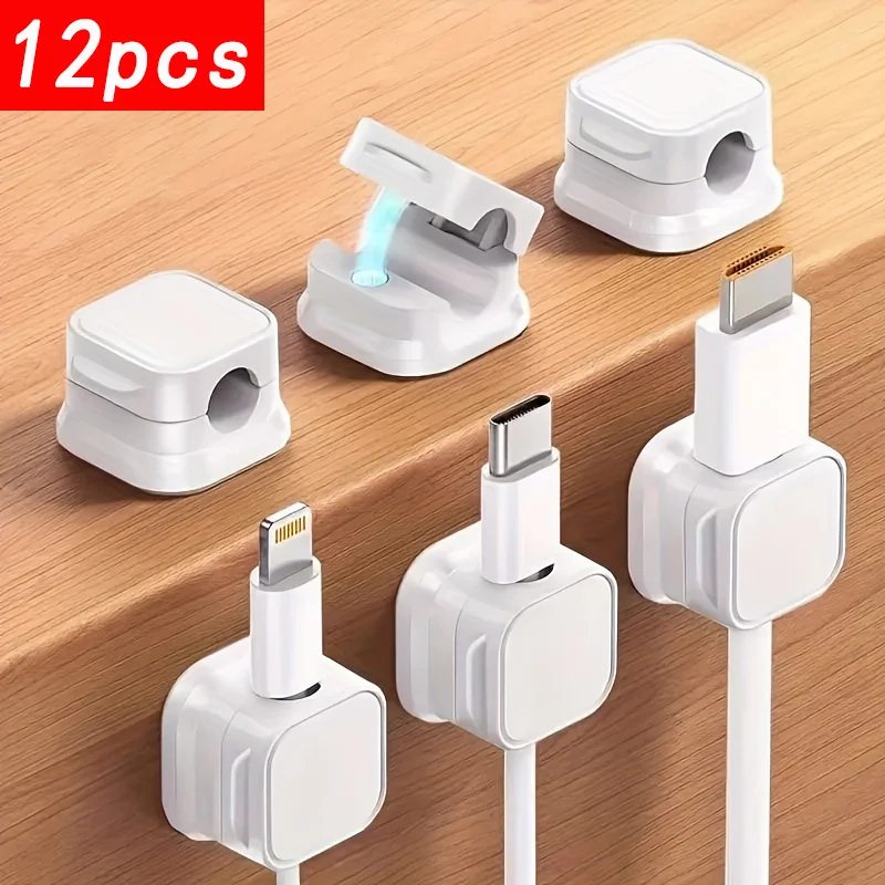 12-Pack Cable Management Clips – The ultimate cable organizer for desktop, home, car, and office settings, suitable for all types of users, easily organizes various cables, making it a perfect gift for tech enthusiasts and students