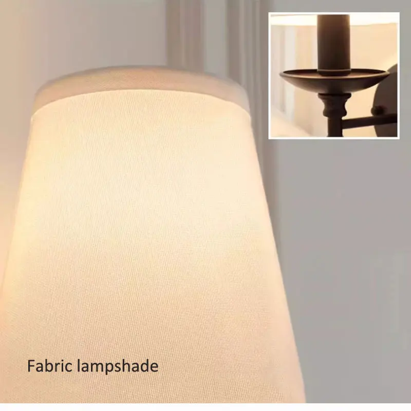 American Retro Iron Wall Light European Living Room Bedroom Headboard Cloth Cover Wall Lamp Minimalist Mirror Headlight