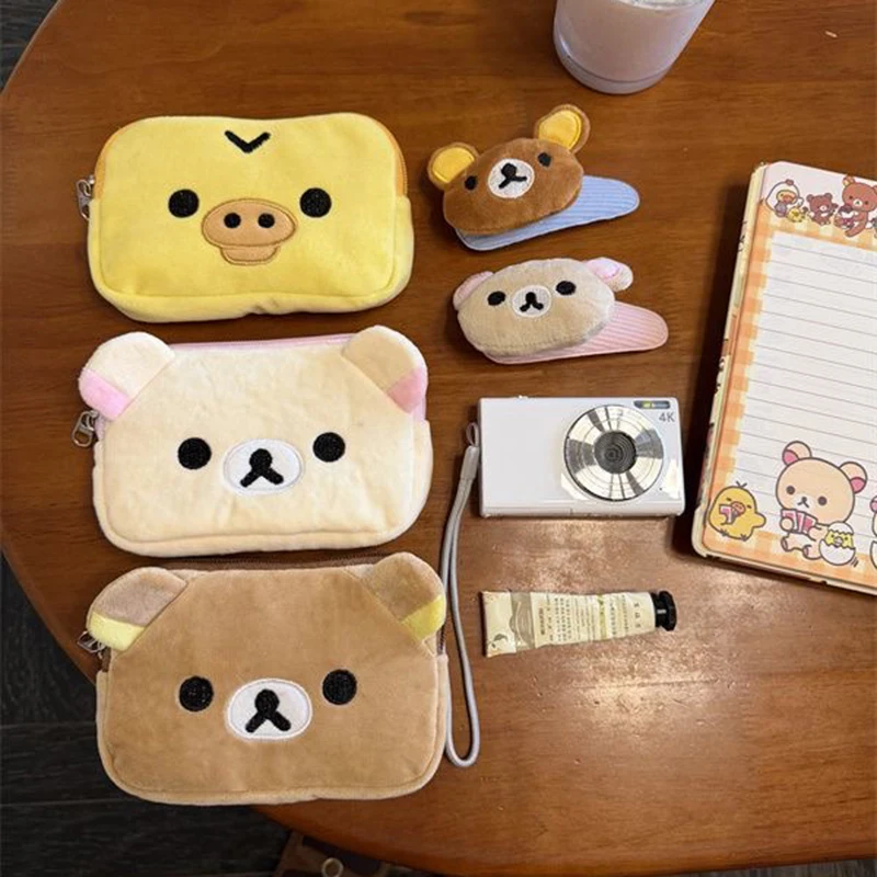 

Hot Kawaii Rilakkuma Multi Case Kiiroitori Korilakkuma Bear Coin Purse Wallet Cosmetic Makeup Bags Organizer Storage Bag Gifts