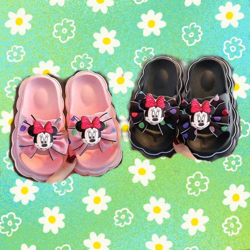 

Disney Mickey Mouse Minnie Mouse Kids Slippers Girls Soft Sole Sandals Home Outdoor Cute Bathroom Non-slip Girls Beach Shoes