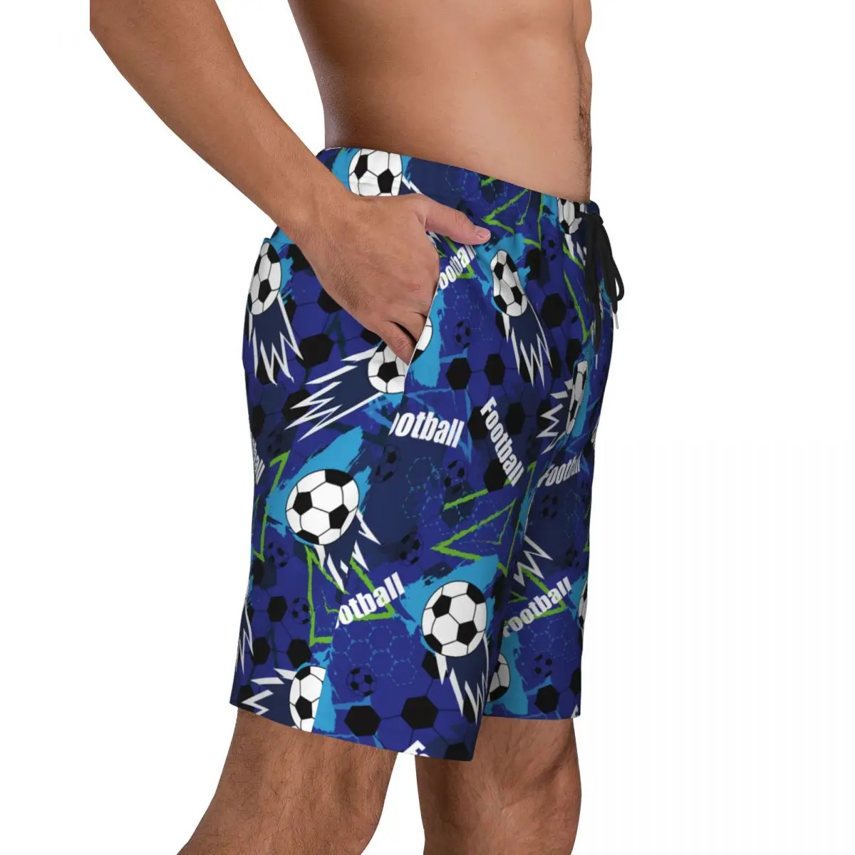 Pantaloncini da calcio da uomo hawaiani estivi Cartoon Balloni da calcio Pantaloncini da donna Pantaloni corti con stampa da spiaggia Pantaloni sportivi casual da bagno