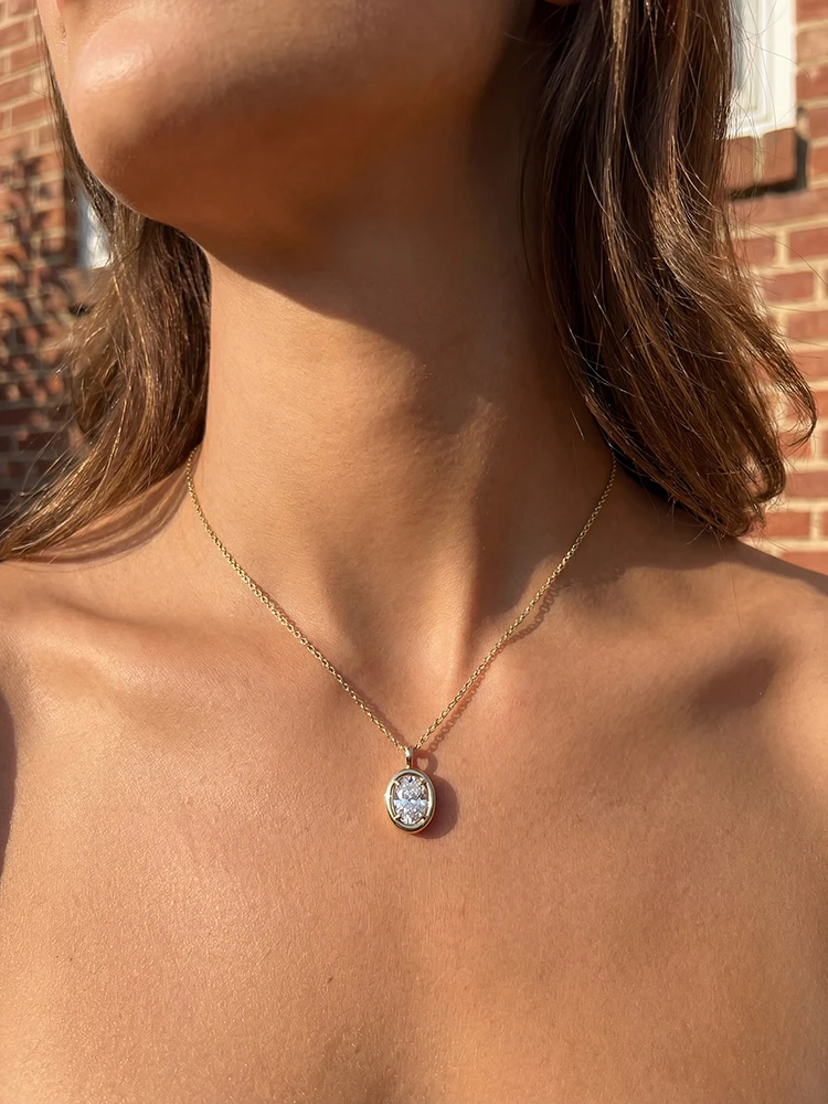 925 Sterling Silver Exquisite Minimalism Oval Zircon Necklace For Women Anniversary Engagement High Quality Fine Jewelry