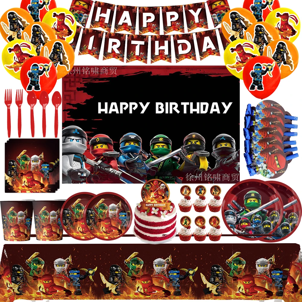 1 ensemble de ballons en aluminium Ninjaed, décoration de fête d'anniversaire, vaisselle jetable, toile de fond pour enfants, fournitures de fête de baby shower