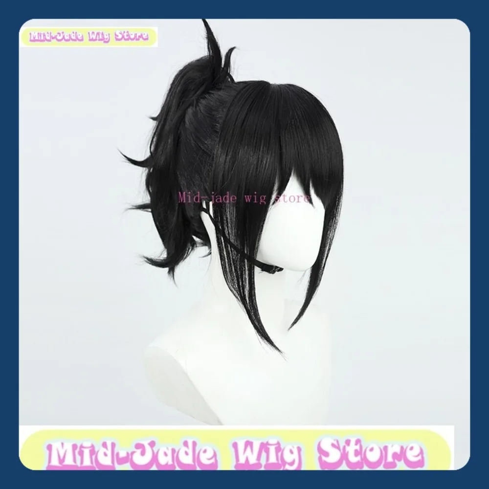 منتصف اليشم شعر مستعار مخزن بالمنشار رجل Michiko Tendo شعر مستعار تأثيري أنيمي لعبة لعب الأدوار هالوين زي حفلة الدعائم الشعر الاصطناعية #3
