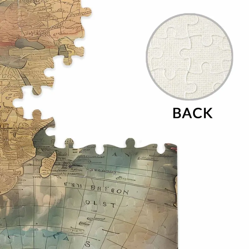 Quebra-cabeça de 500 peças para adultos - Mapa mundi vintage, textura envelhecida, cartografia retrô Quebra-cabeça