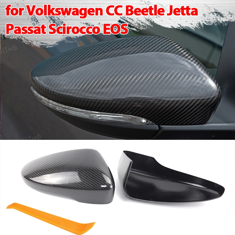 

Real Carbon Fiber Side Mirror cover Cap add-on Sticker for VW Volkswagen Passat B7 Scirocco Beetle CC Eos JETTA MK6