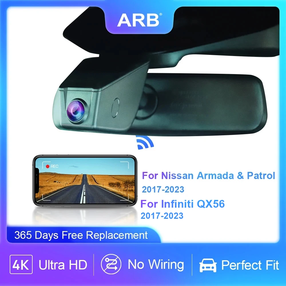 ARB Car DVR for Nissan Armada / Patrol / Infiniti QX56 2017-2023, OEM Style Black Box for Nissan, Wireless Car Dash Camera