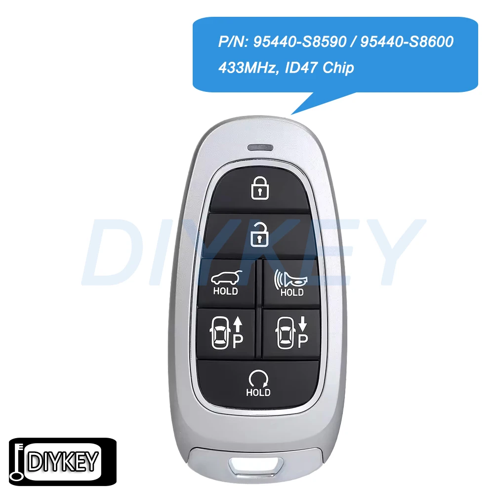 

Интеллектуальный дистанционный автомобильный брелок с 7 кнопками для Hyundai Palisade 2022 2023 2024 Артикул: 95440-S8590, 95440-S8600 FCC ID: TQ8-FOB-4F28
