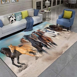 Farm Animal Horse Carpet Running Horse Print Area Rugs Non Slip Sofa Floor Mat Door Mat for Kids Boys Playroom Living Room Decor