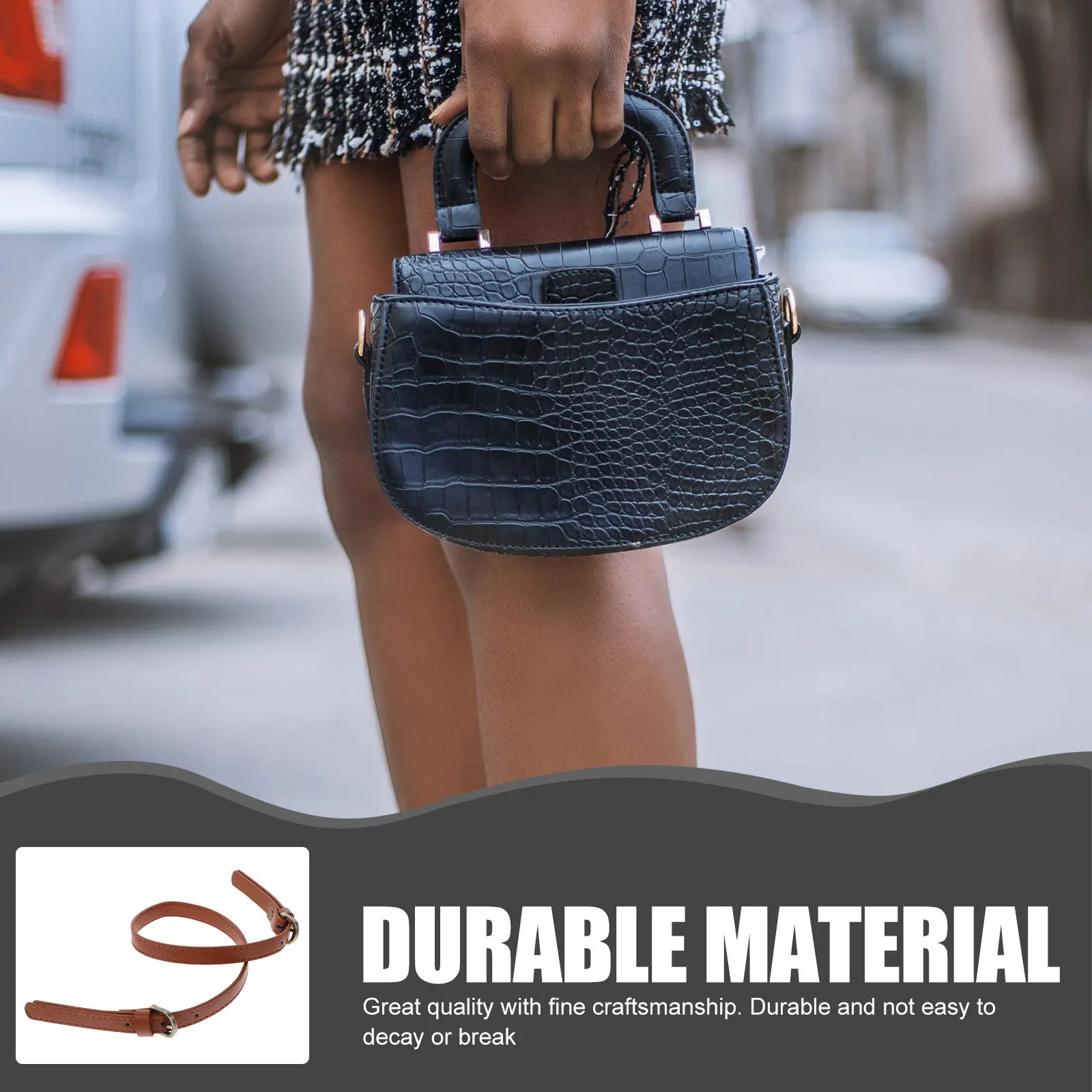 

Adjustable Synthetic Bag Strap Durable Tote Shoulder Strap For Handbag Clutch Pouch Replacement Accessory Brown Color