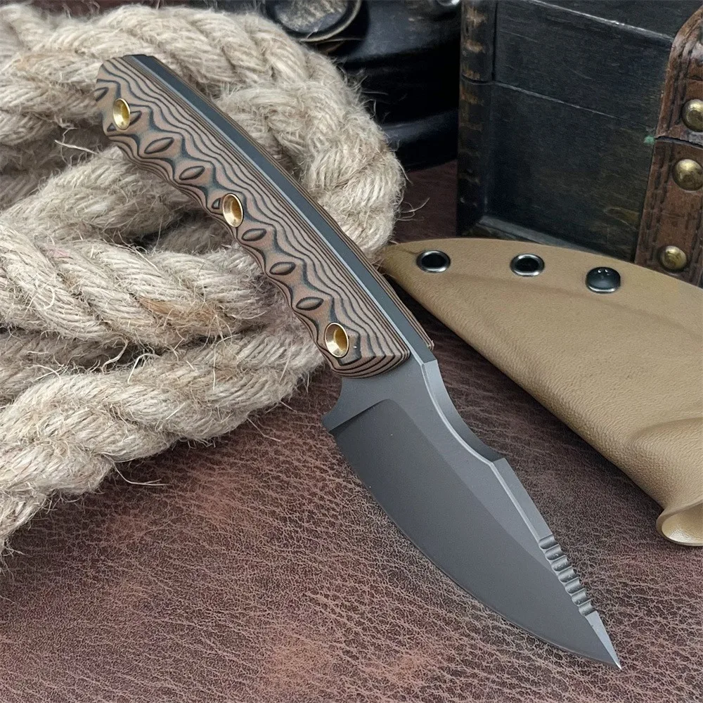 Multi-Function Fixed Blade Knife 8Cr13MoV Steel Blade G10 Handle Survival Jungle Exploration Fishing Cutting Includes Sheath