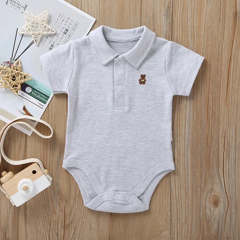 Summer Baby Boys Girls Jumpsuit Solid  Polo Infant Baby Boy Girl Clothes Playsuit Newborn Bebies Roupas  For 0-1Y