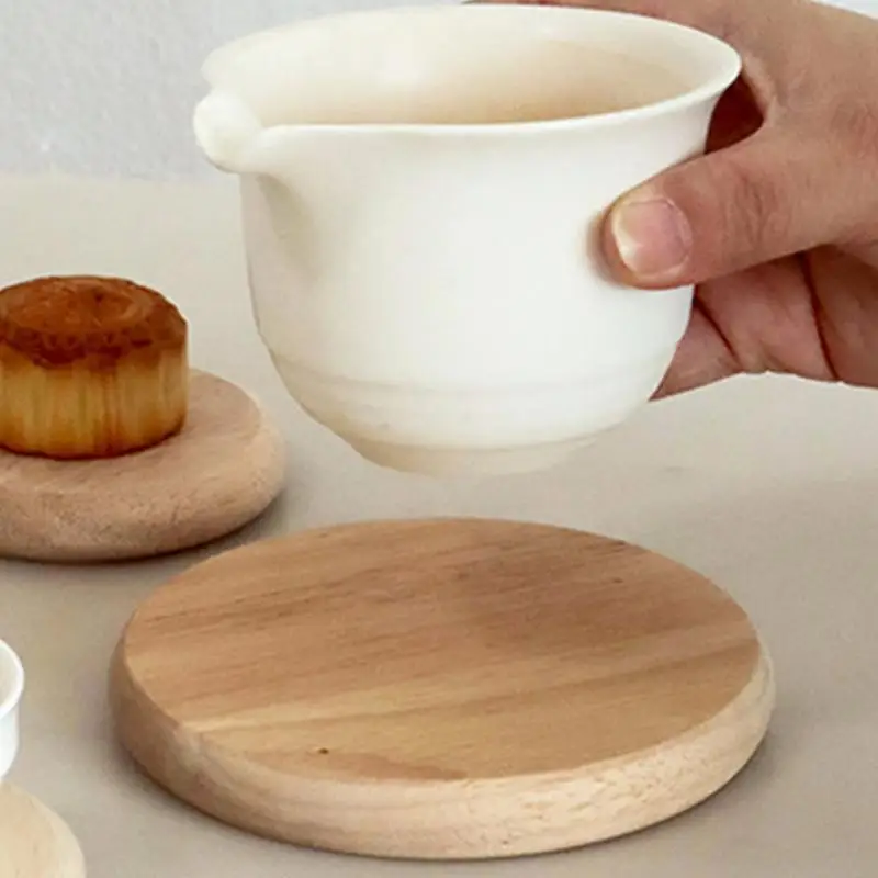 Posavasos de madera duraderos y resistentes al calor, taza de té y café, cuenco redondo, tapete de tetera, vajilla, suministros de decoración del hogar, posavasos DIY