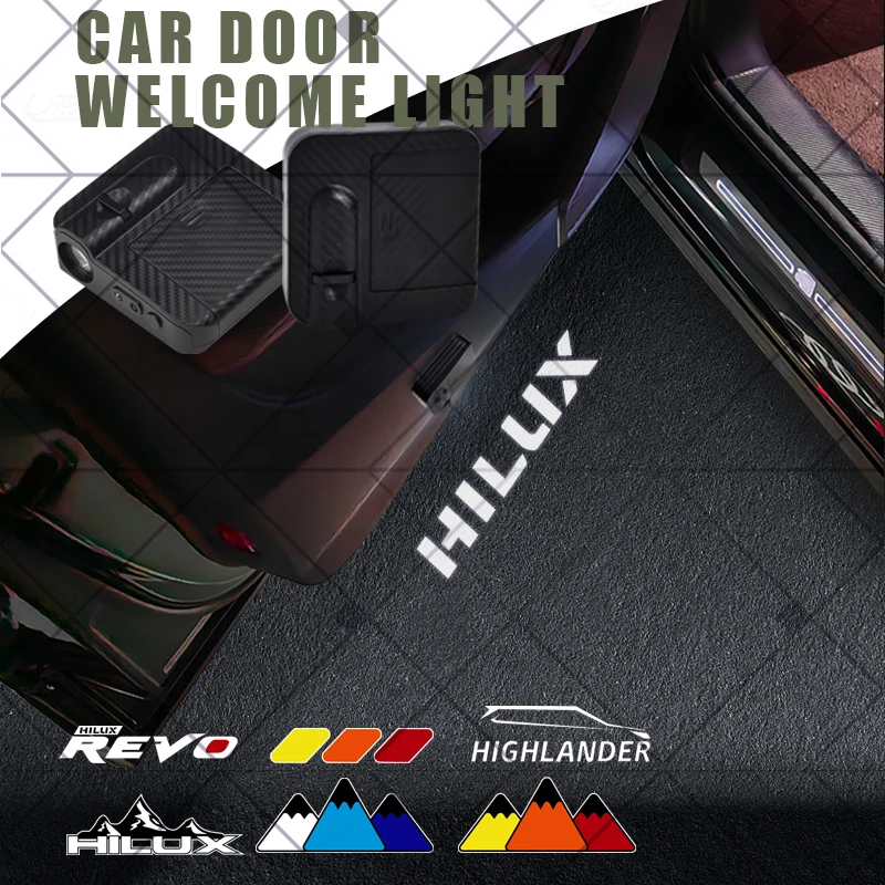 1/2 Uds para Hilux Highlander GR Sport Mountain todoterreno Logo coche HD proyector lámpara LED Auto puerta accesorios de luz de bienvenida
