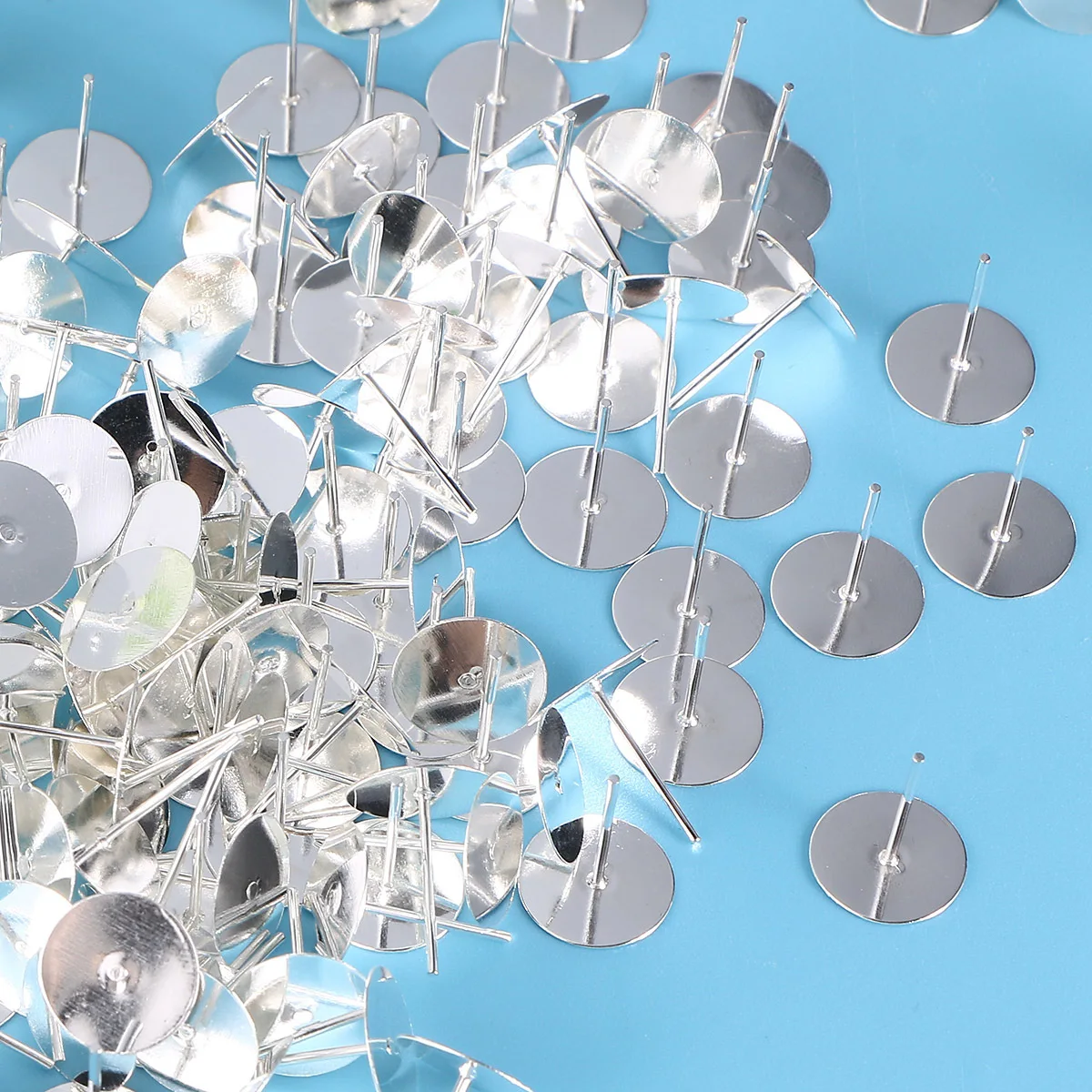 200 قطعة إعدادات قاعدة ترصيع الأذن بسيطة رائعة التفاصيل مريحة الجلد اللمس للمرأة سيدة 10 مللي متر الفضة الأذن ديكور معدني