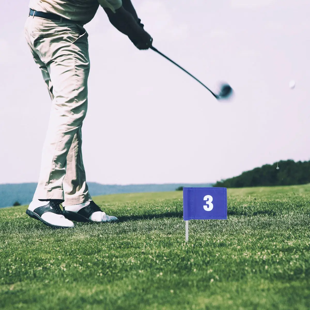 3Pcs Tear Resistant Golf Flags Flags 12x18cm Blue Number 1 2 3 Training Marker for Yard Flag Flag for Yard