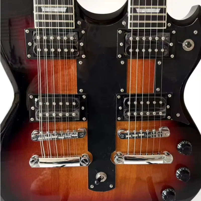 Solid Body Electric Guitar Okoume Body Double Head Top HHS Pickups 41 Inch Bridge Rosewood Fretboard Maple Back
