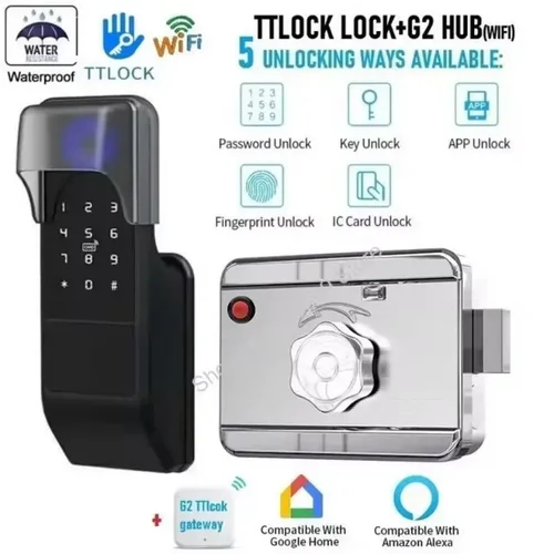야외 방수 아파트 지문 잠금 장치 APP Tuya/TTlock 스마트 홈 도난 방지 도어 잠금 장치 암호 IC 카드 원격 잠금 해제