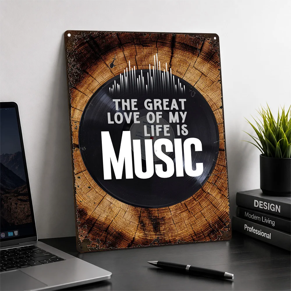 Music Love Vinyl Record Textured Metal Poster Typography Wall Art For Bedroom Customized Aluminum Sign Concertgoer Gift Idea