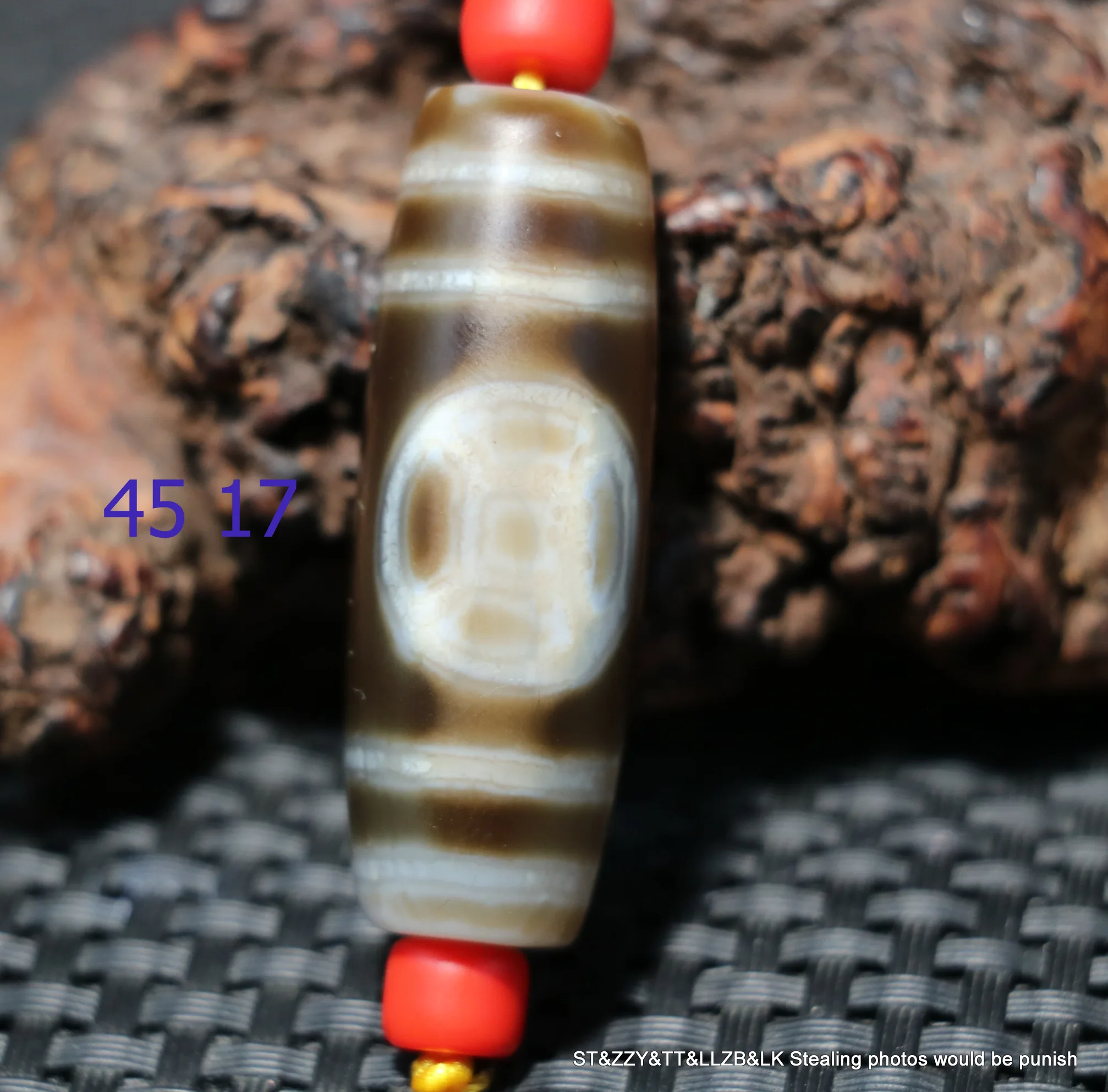 Magic Energy Tibetan old Agate Money Coin Totem dZi Bead Amulet