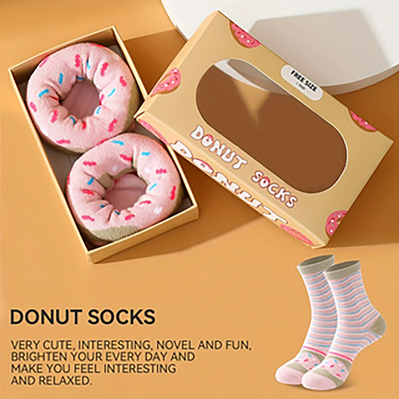 1 pair of fashionable, unique and interesting colorful donuts with personalized patterns for men and women\'s gift socks suitable