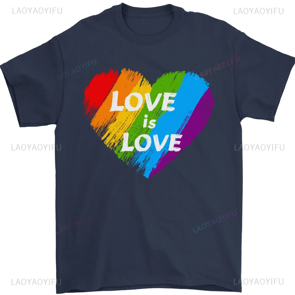 تي شيرت رجالي LGBT Love Is Love Gay Pride Day Awareness 100% قطن برقبة دائرية