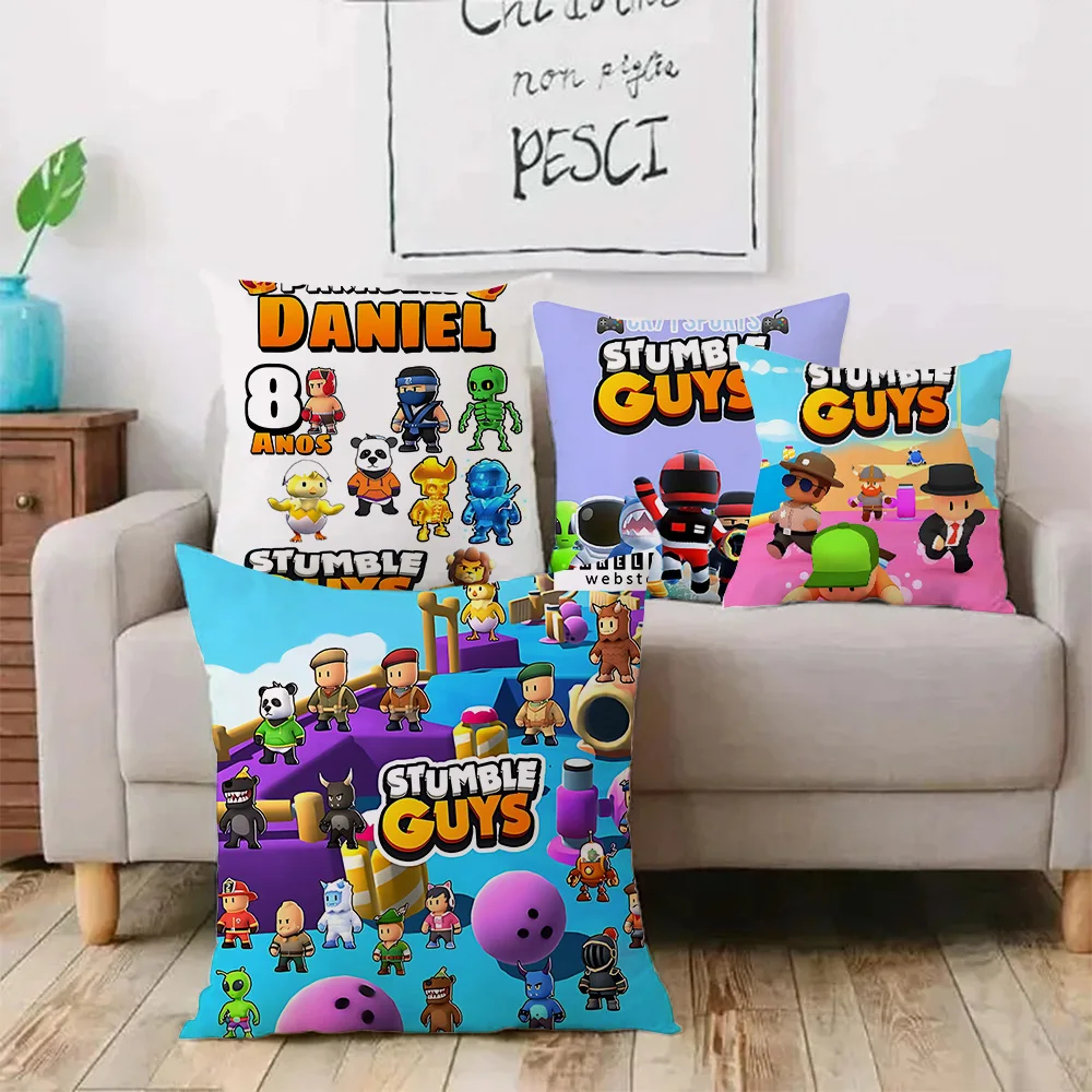 Pillow Covers Game HOT S-Stumble guys Cartoon Sofa Decorative Home Double-sided Printing Short Plush Cute Cushion Cover