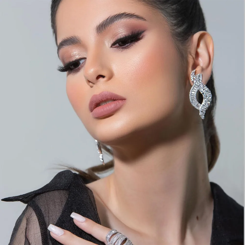 

Missvikki 2025 Luxury Trendy Bowknots Earrings For Women Wedding Full Cubic Zircon Pave Brincos Fashion Jewelry High Quality