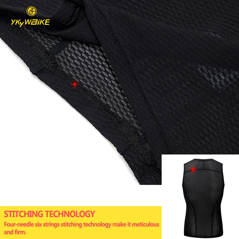 YKYW Sleeveless Men Summer Cycling Jersey  Bicycle Vest Black White Mesh Underwear Mtb Road Bike Base Layers Sports Gym Clothing