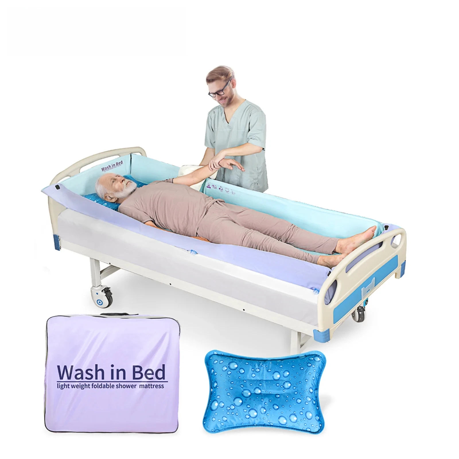 

Portable Bathtub Medical Patient Shower Mattress in Bed Foldable Washing System for Disabled Elderly Bedridden People