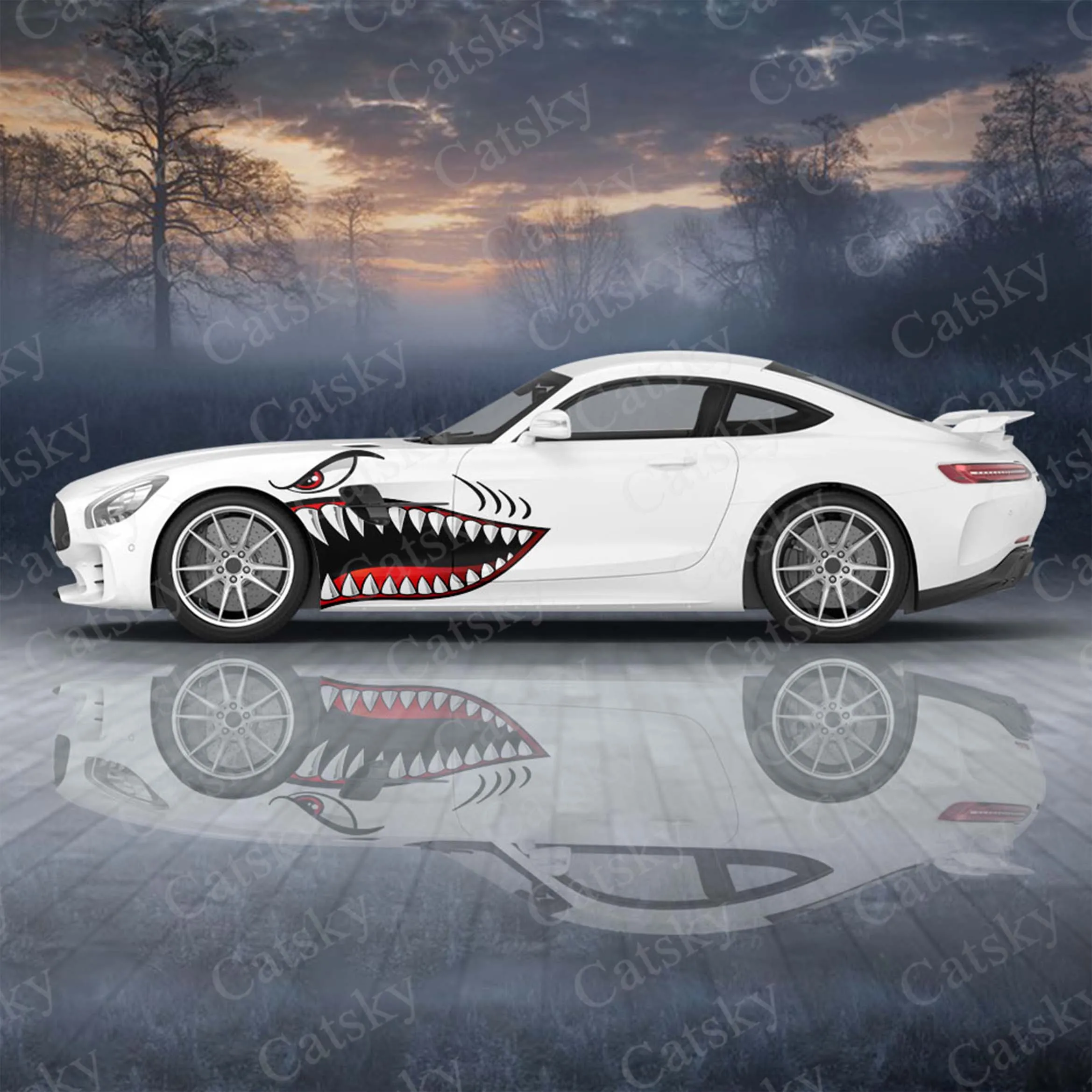

Автомобильная наклейка Shark Teeth 2 шт./компл. универсальная большая автомобильная наклейка для универсальной техники, автомобильная наклейка s на левое и правое проем
