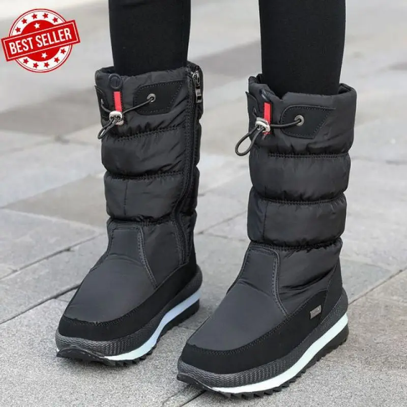 Premium Waterproof Faux Fur Non-Slip Women's Snow Boots,Winter thick women's snow boots Warm Plush Mid-calf Boots Non slip