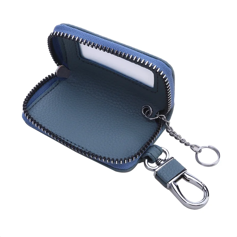 Lichia Padrão PU Leather Car Key Bag, Cadeia de couro de camada superior, Grande capacidade Unisex KeysBag