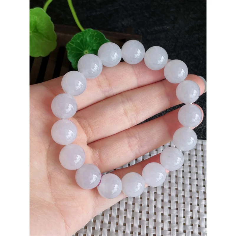 Myanmar Natural a Bracelet Bead Ice-like round Beads 15 Jade 56.34G