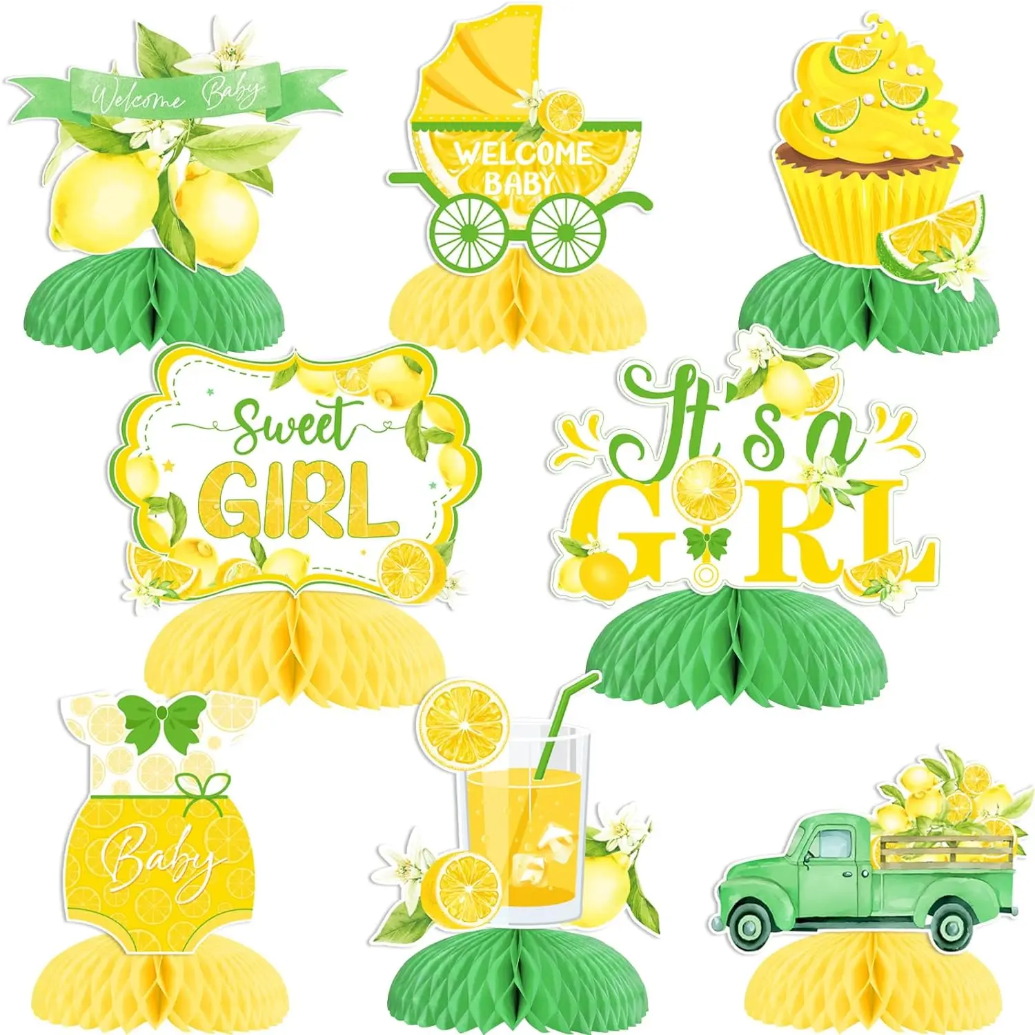 

Lemon Baby Shower Honeycomb Centerpieces Lemonade Baby Shower Table Decor Gender Reveal Party Supplies