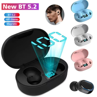 E6S TWS Bluetooth 5.2 Sports Headphones Wireless Earphones Noise Cancelling Mini LED Stereo Headset With Mic Charging Box