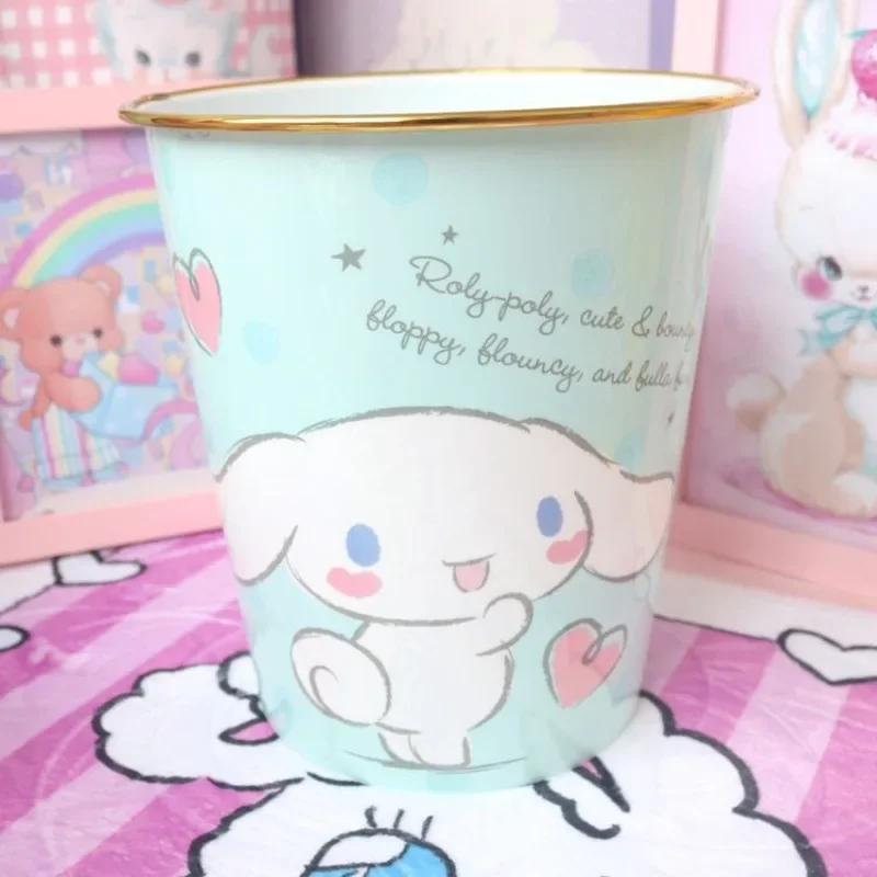 Sanrio Kawaii Hello Kitty Household Trash Can My Melody Cinnamoroll Anime Cartoon Fashion Dormitory Bedroom Plastic Paper Basket