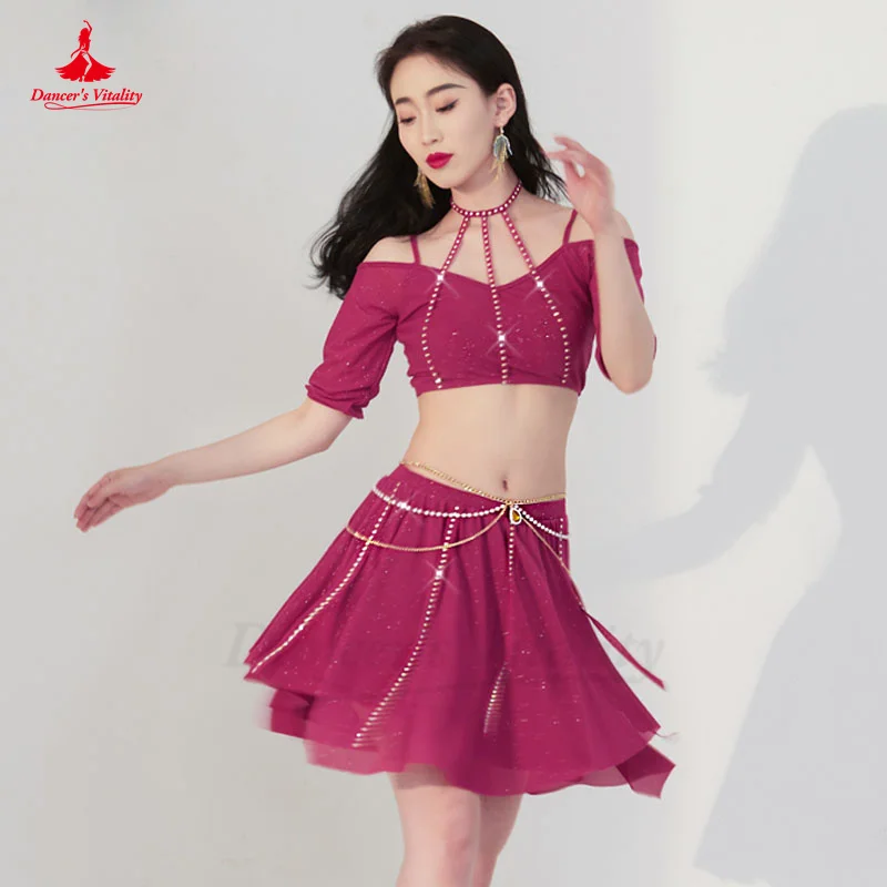 Belly Dance Costume Summer New Short Skirt Training Tops Performance Clothing Oriental Dancing Practice Clothes Bellydance Wear