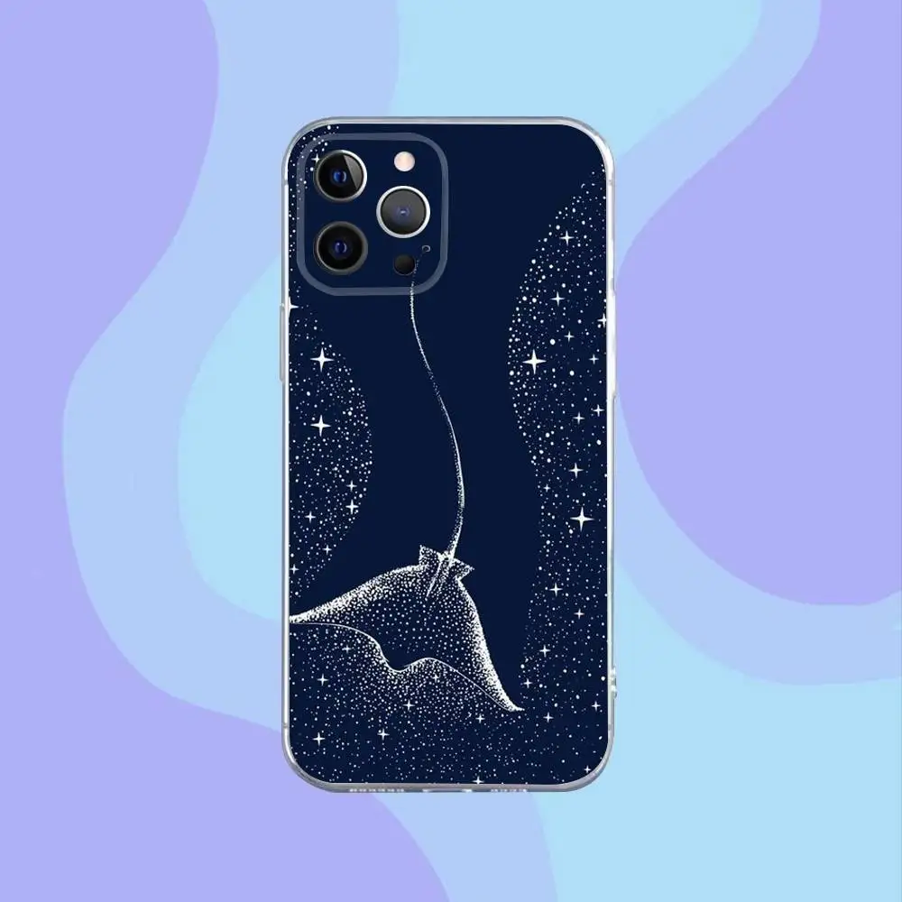 حافظة هاتف Ocean Animal Manta Ray لهاتف iPhone 16,15,14,13,12,11 Pro,Max,Plus,X,XS,XR,SE,سيليكون شفاف صغير ناعم