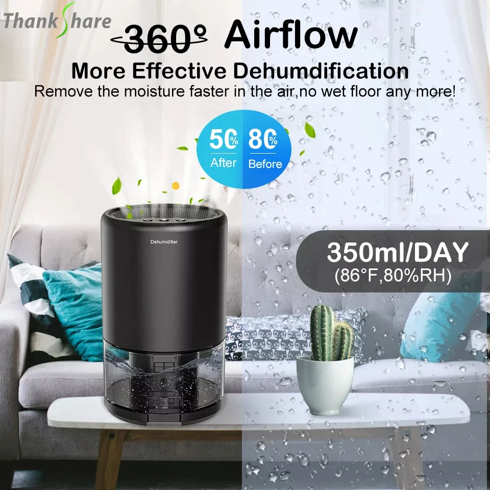 Electric Dehumidifier Moisture Absorbers Air Dryer With 1000ml Water Tank Quiet Air Home Dehumidifier For Bedroom Wardrobe