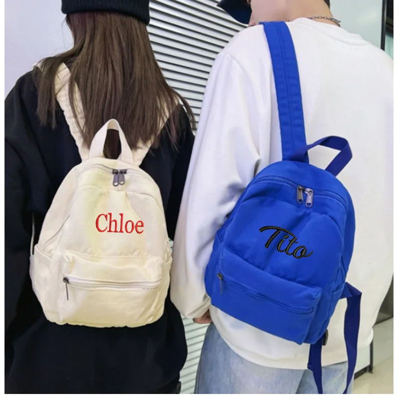 Canvas Backpack, Women's Leisure Backpack, Personalized Student Travel Backpack, Customized Shoulder Bag, Couple Backpack