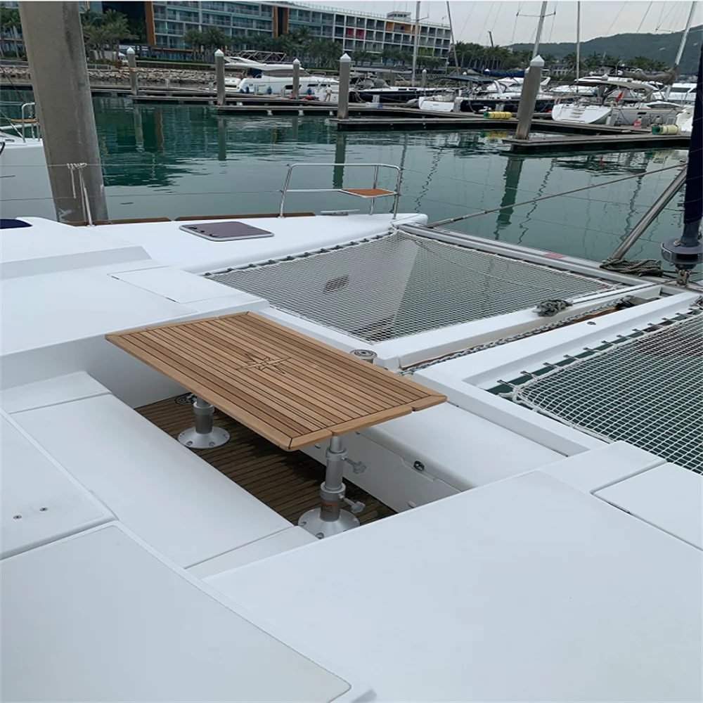 Boat Rectangular Folding Teak Table Top Two Wing 340/680x600,340/680x800,340/680x1000,340/680x1250mm Star Inlay Marine Yacht RV